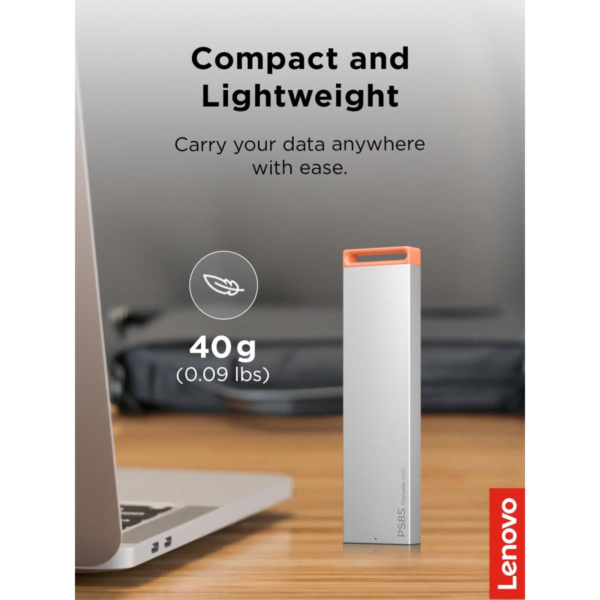 Lenovo PS8S 1TB Portable SSD USB 3.2 Gen 2 - Cool Grey