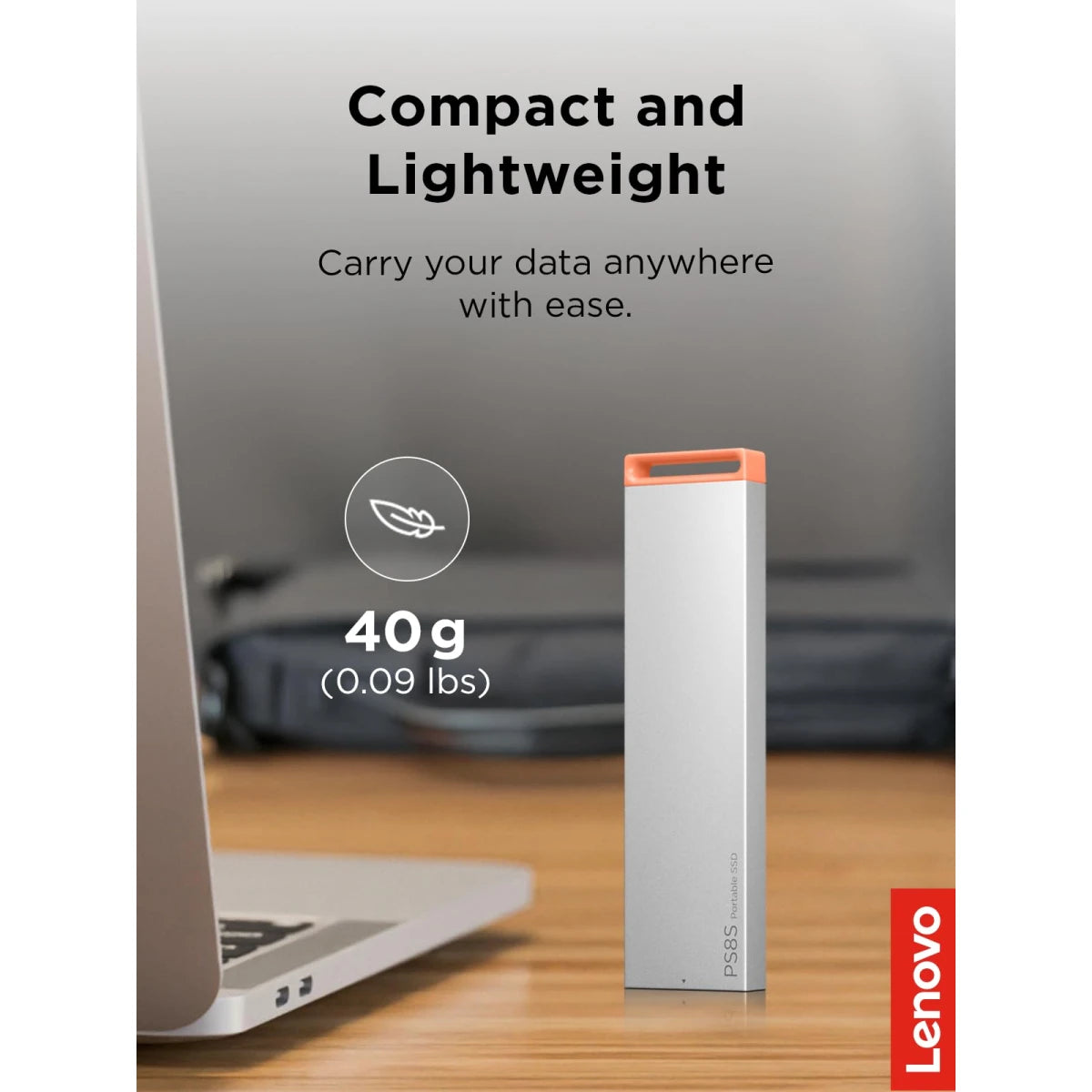Lenovo PS8S 1TB Portable SSD USB 3.2 Gen 2 - Cool Grey