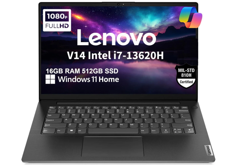 Lenovo V14 Gen 4 Laptop, Intel Core i7-13620H 13th Gen 4.9GHz High-Performance Processor, 16GB DDR4, 512GB SSD, 14" FHD, Ethernet (RJ-45), Windows 11 Home