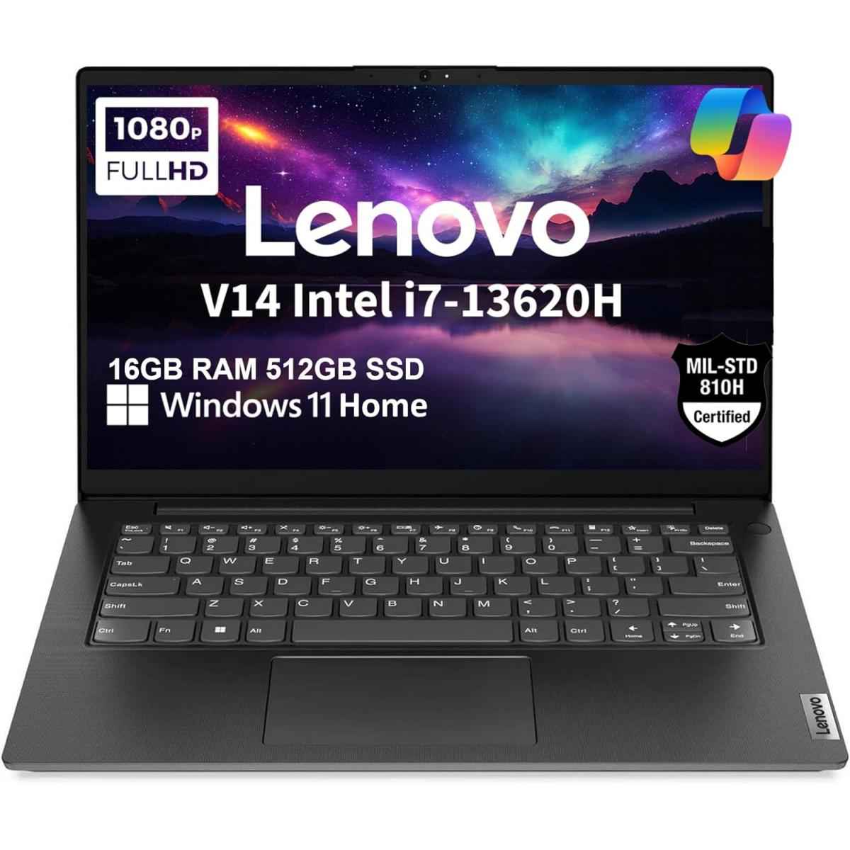 Lenovo V14 G4 (2025) 13th Gen Intel Core i7 13620H 10-Cores w/ High-Performance Processor Business Class & Windows 11 Pre-Installed - Black