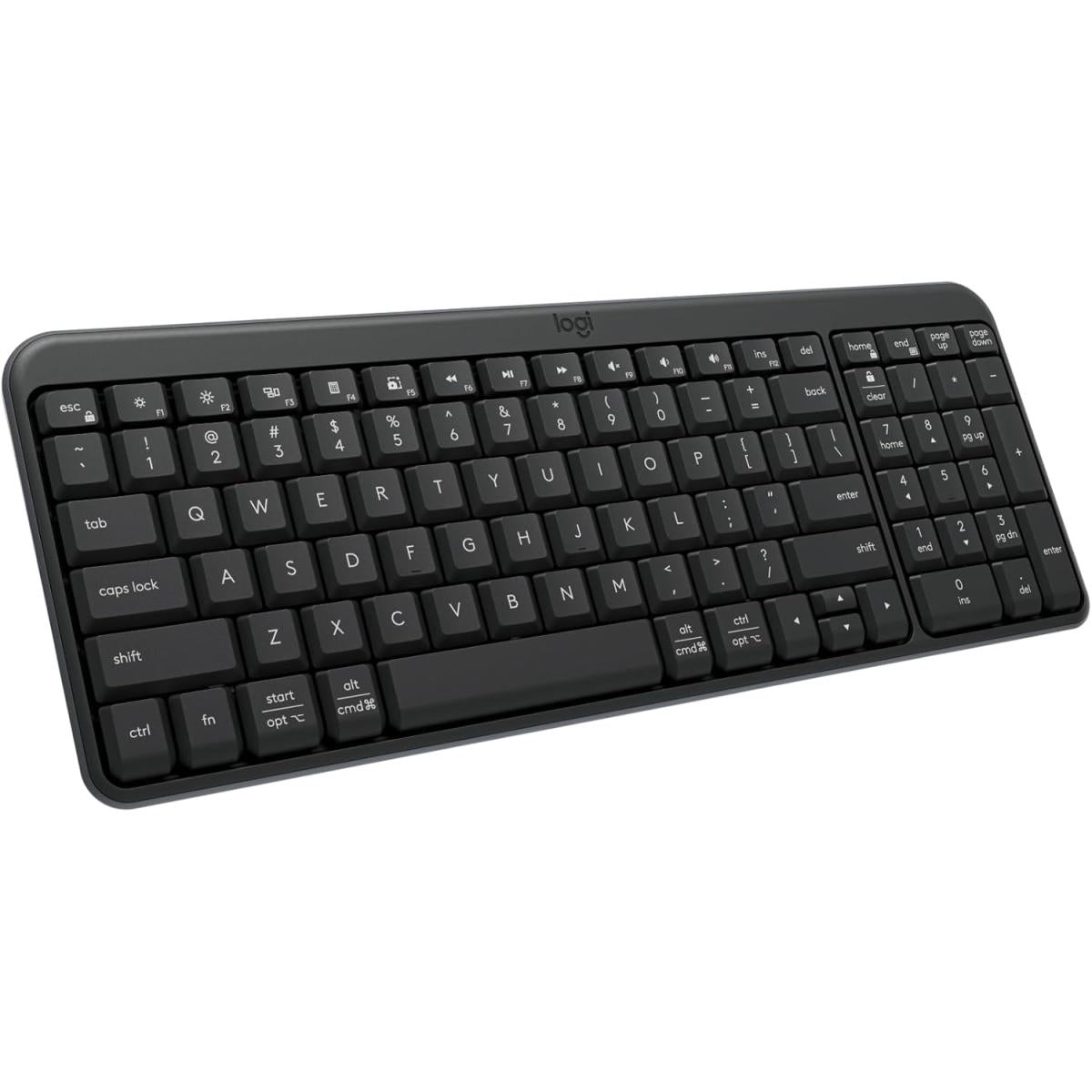Logitech K250 Bluetooth Keyboard with Numpad Compa Keyboard Made with Recycled Plastic, Spill-Resistant, Comfortable Keys - Windows/MacOS Arabic / English Layout , Graphite