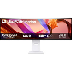 LG 49U950A-W 49" Nano IPS UltraWide Curved 3800R Dual QHD 144Hz 1ms HDR 400 HDMI FreeSync Premium & NVIDIA G-Sync w/ Speakers & USB-C (Power Delivery) , White