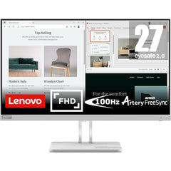 Lenovo L27e-40 27" Full HD 99% sRGB 100Hz Eyesafe & Low Blue Light w/ VGA & HDMI Interface - Cloud Grey