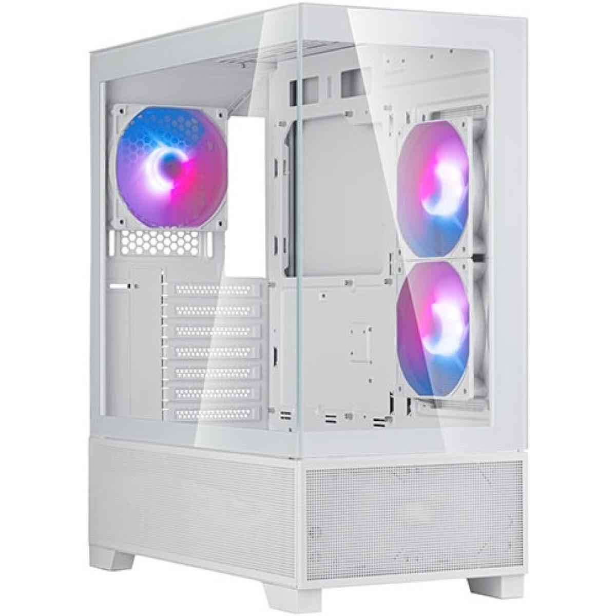 SilverStone Lucid 05 (White) ARGB ATX Mid Tower Tempered Glass Gaming Case w/ Bold 270° Panoramic View w/ USB Type-C & 3x120mm ARGB Fans + Front 2x 80mm | SST-LD05-W-ARGB |