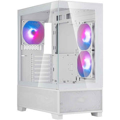 SilverStone Lucid 05 (White) ARGB ATX Mid Tower Tempered Glass Gaming Case w/ Bold 270° Panoramic View w/ USB Type-C & 3x120mm ARGB Fans + Front 2x 80mm | SST-LD05-W-ARGB |