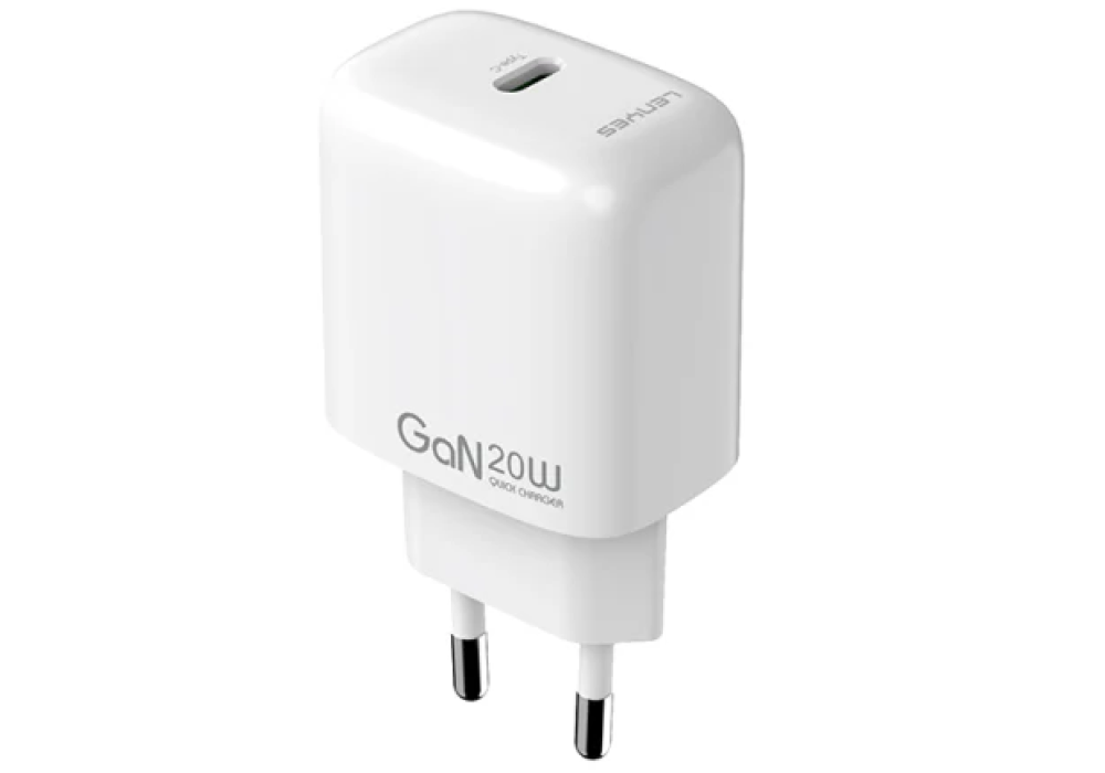 Lenyes LCH90-EU - 20W GaN Fast Charger Set, Type‑C PD, Ultra‑Compact Travel‑Ready Design, Smart IC Protection, White - 18 Months Warranty