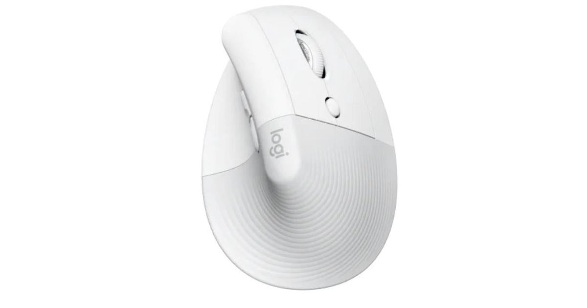 Logitech Lift Vertical Ergonomic Advanced Optical Wireless (Off white) Mouse (2.4GHz & Bluetooth Connection) Quiet Clicks 6 Buttons