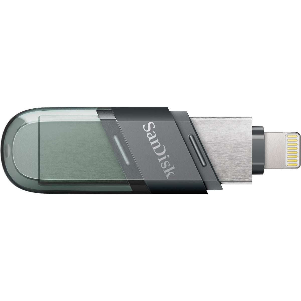 SanDisk 128GB iXpand Flash Drive Flip 2-in-1 Flash Drive w/ Lightning & USB Type-A Connectors Password-Prote Easily Free up Space Your iPhone - Sea Green