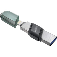 SanDisk 256GB iXpand Flash Drive Flip 2-in-1 Flash Drive w/ Lightning & USB Type-A Connectors Password-Prote Easily Free up Space Your iPhone - Sea Green