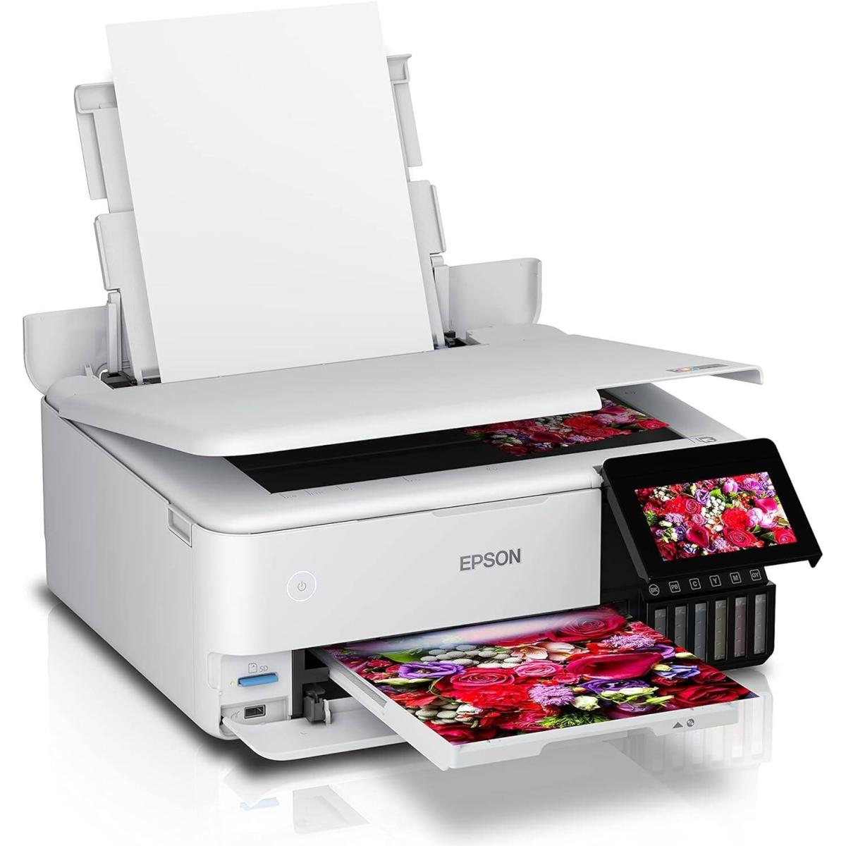 Epson EcoTank L8160 3 in 1 A4 Photo Printer, with 6 Colour Claria ET Ink, Up to 16ppm Print Speed, 5760x1440 DPI Resolution, Double-sided Printing, Wi-Fi, Ethernet & AirPrint, USB Host, White Epson EcoTank L8160 3 in 1 A4 Photo Printer, with 6 Colour Claria ET Ink, Up to 16ppm Print Speed, 5760x1440 DPI Resolution, Double-sided Printing, Wi-Fi, Ethernet & AirPrint, USB Host, White