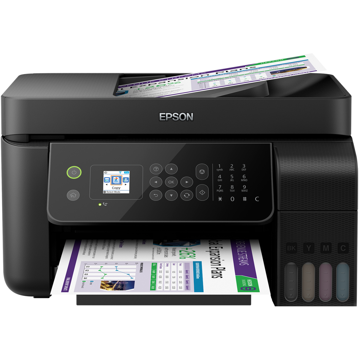 Epson Ecotank L5190 3-In-1 Office Ink Tank Printer A4 Colour Printer w/ ADF Wi-Fi & Color LCD Screen up to 33ppm/15ppm - Black