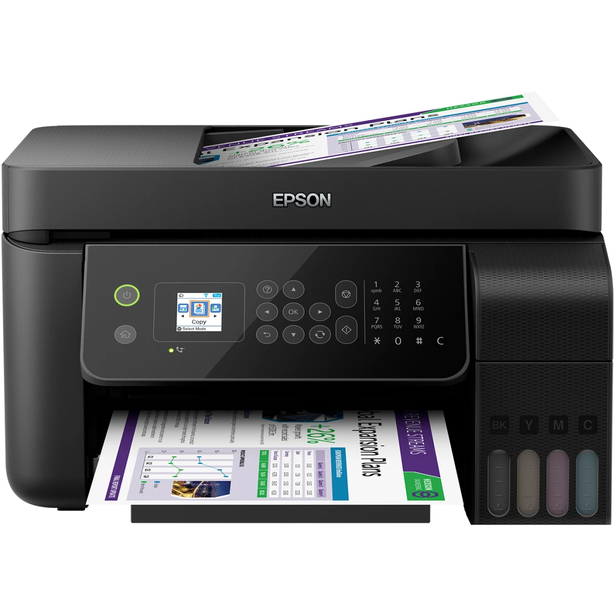 Epson Ecotank L5190 3-In-1 Office Ink Tank Printer A4 Colour Printer w/ ADF Wi-Fi & Color LCD Screen up to 33ppm/15ppm - Black