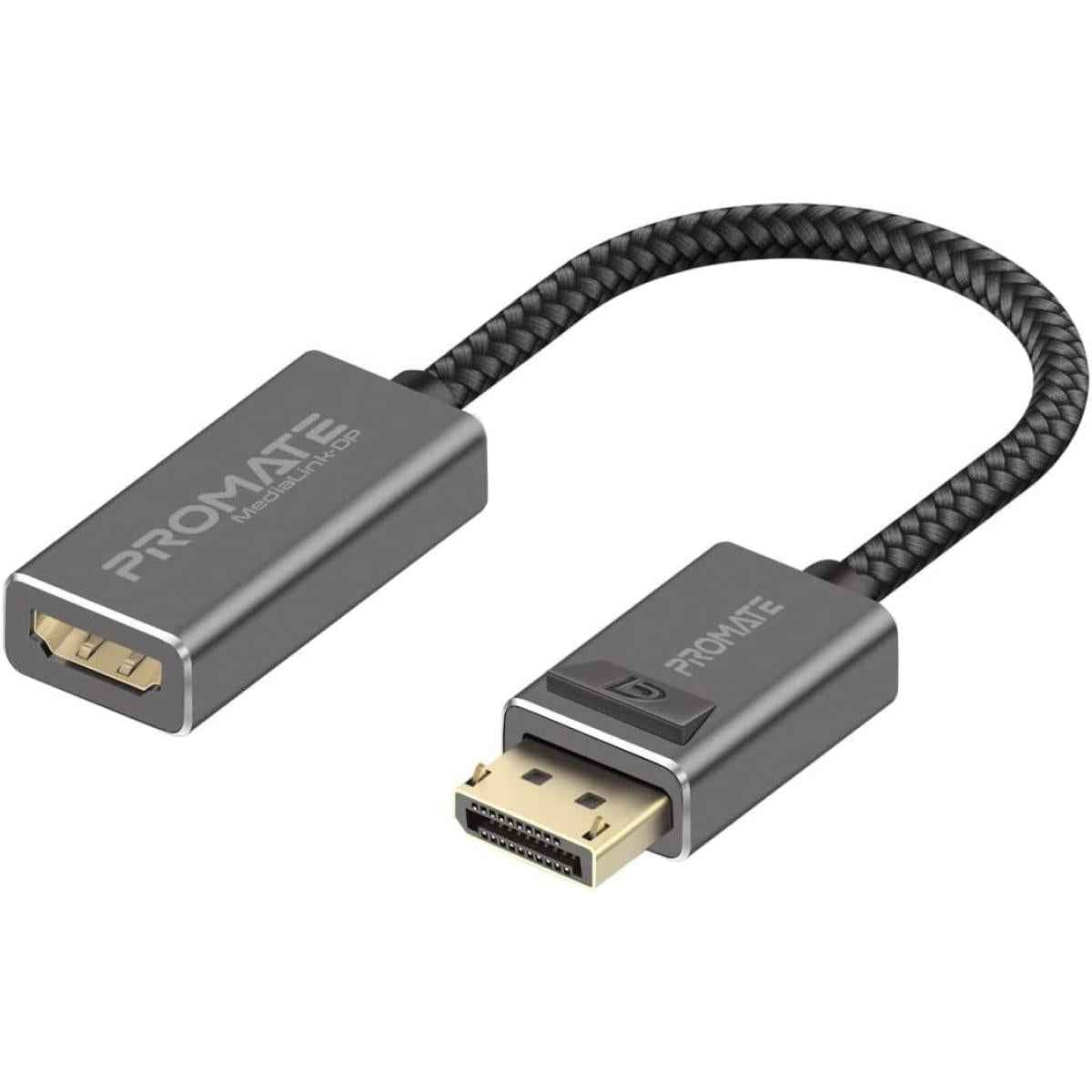 Promate Medialink Dp Displayport To Hdmi Adapter With Gold Platted Conneors Nylon Cable Uni Direional Display