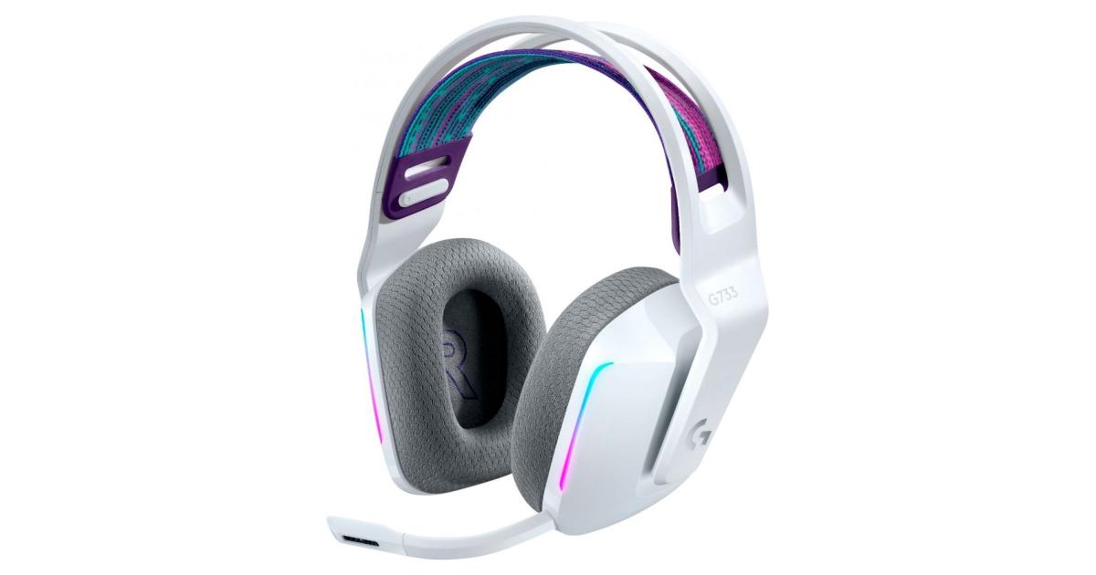 Logitech G733 LIGHTSPEED Wireless RGB Gaming Headset , Ultra-Lightweight, Wireless Gaming Headset -White