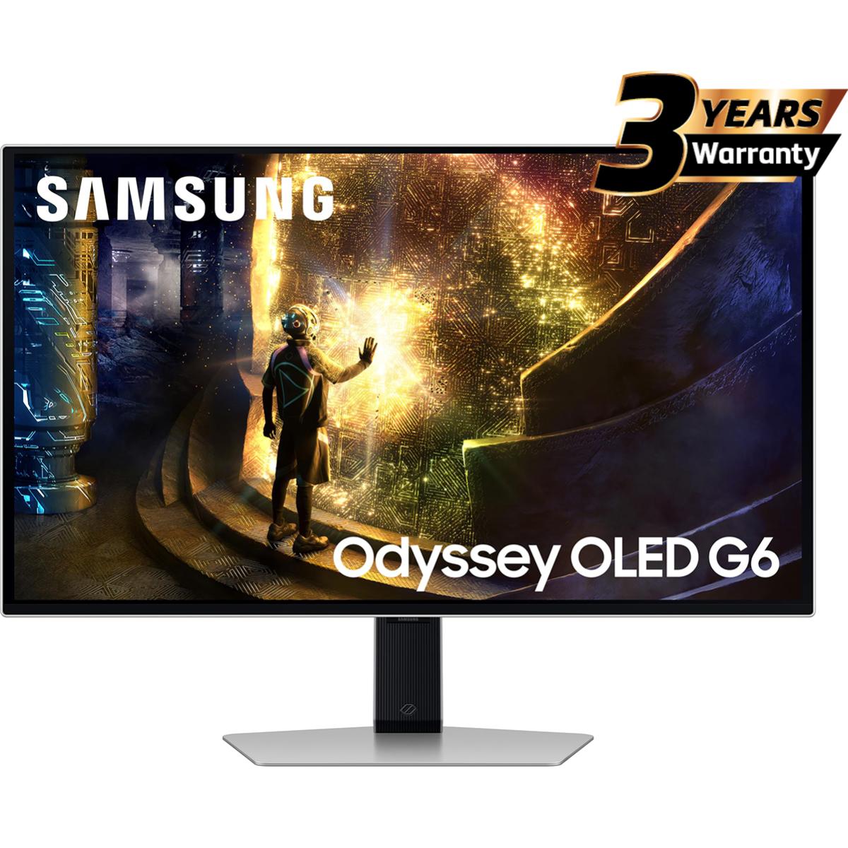 Samsung Odyssey OLED G6 (DG612) 27" Flat Monitor 2K (2560 x 1440) 240Hz, 0.03ms(GTG), Quantum Dot, HDR10+, 99% DCI Coverage, 10Bit, HDMI 2.1, G-Sync compatible w/ Sleek Metal Design & Ergonomic Stand | LS27DG612SMXUE |