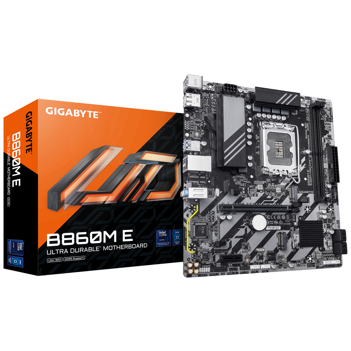 Gigabyte B860m E Lga 1851 M Atx Motherboard, Intel B860 Chipset, 2x Dimm Ddr5 Slots, Up To 128gb Max Memory, 1x Pcie 5.0 X16, 2x M.2 Slots