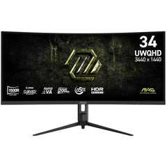 MSI MAG 342CQRF E20 34" UWQHD 4K Curved 1500R 200Hz ,0.5ms , sRGB 110% 1.07B Color HDR Ready AI Vision Less Blue Light Adaptive-Sync - Black