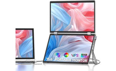 V2COM M2 15.6" IPS Full HD Triple Screen Extender Portable Folding Monitor All Laptops For Windows & Mac VESA Mountable/Ergo Design Built In Speakers
