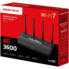 MERCUSYS MR27BE BE3600Mbps Dual Band WiFi 7 Router, 2x 2.5 Gbps Ports, 4K-QAM And MLO, WiFi Router with 4x High Gain Antennas for Maximized Coverage, 160 MHz, EasyMesh-Compatible