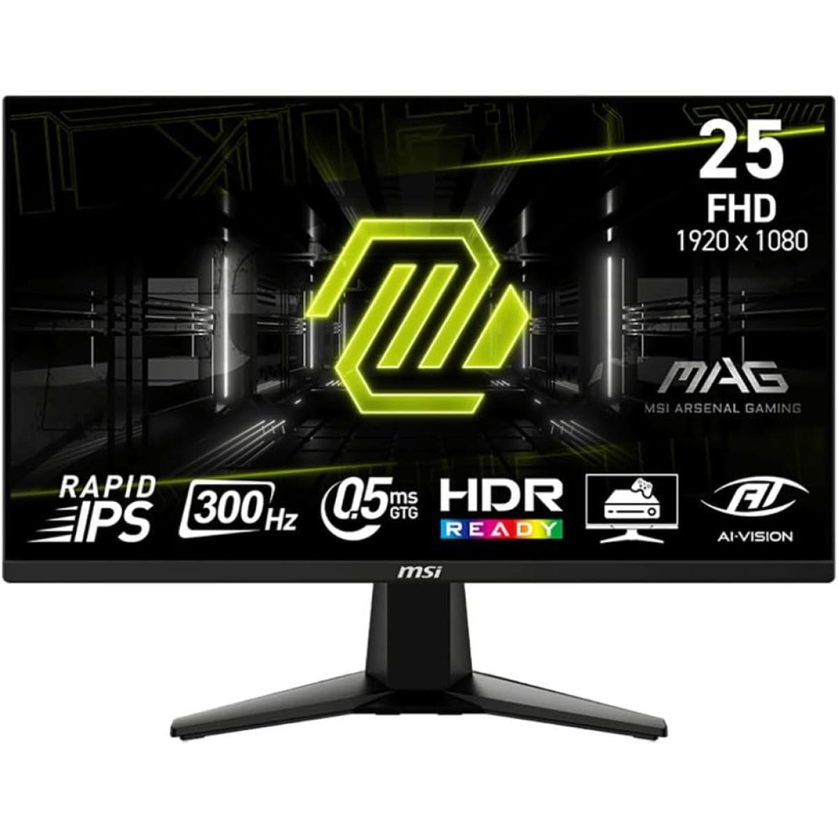 MSI MAG 255XF 25" Rapid IPS Full HD 300Hz 0.5ms HDR Ready AI Vision AMD FreeSync™ Premium w/ 2x HDMI & DisplayPort Interface - Black