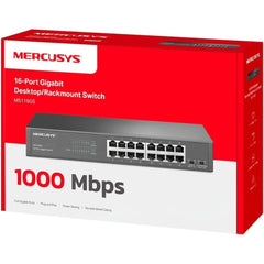 TP-Link Mercusys MS116GS 16 Port Gigabit Switch, Desktop or Rack Mount, Plug & Play, Traffic Priority, Loop Prevention, Isolation Mode, Silent Operation, Metal Case