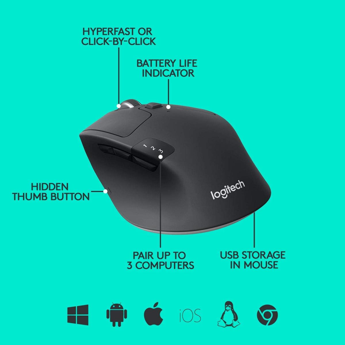 Logitech M720 wireless Bluetooth gaming mouse for computer setup