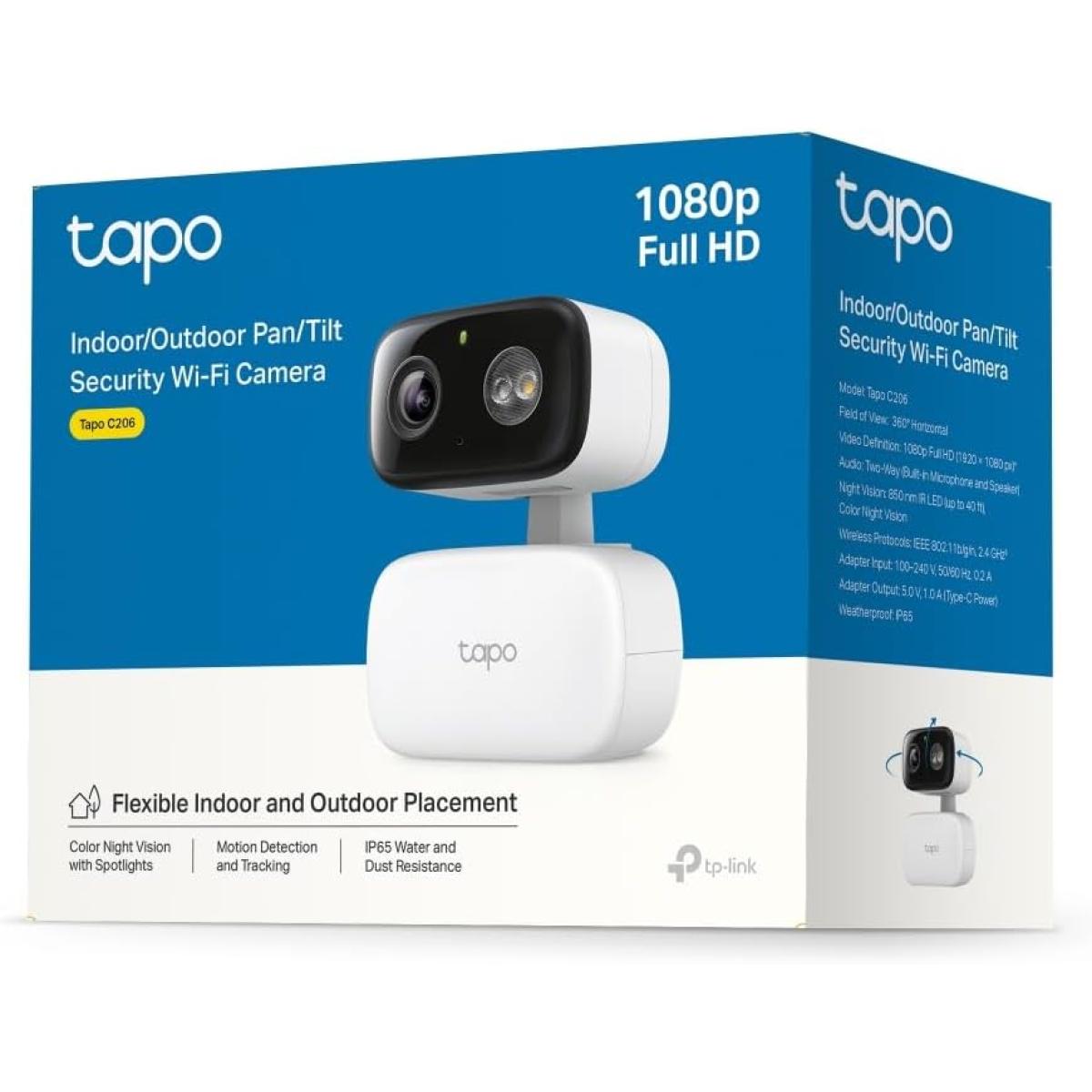 TP-Link Tapo C206 Mini Surveillance Camera Recording 1080P 360° Coverage for Indoor and Outdoor, AI Detection and Notifications, MicroSD Card up to 512GB