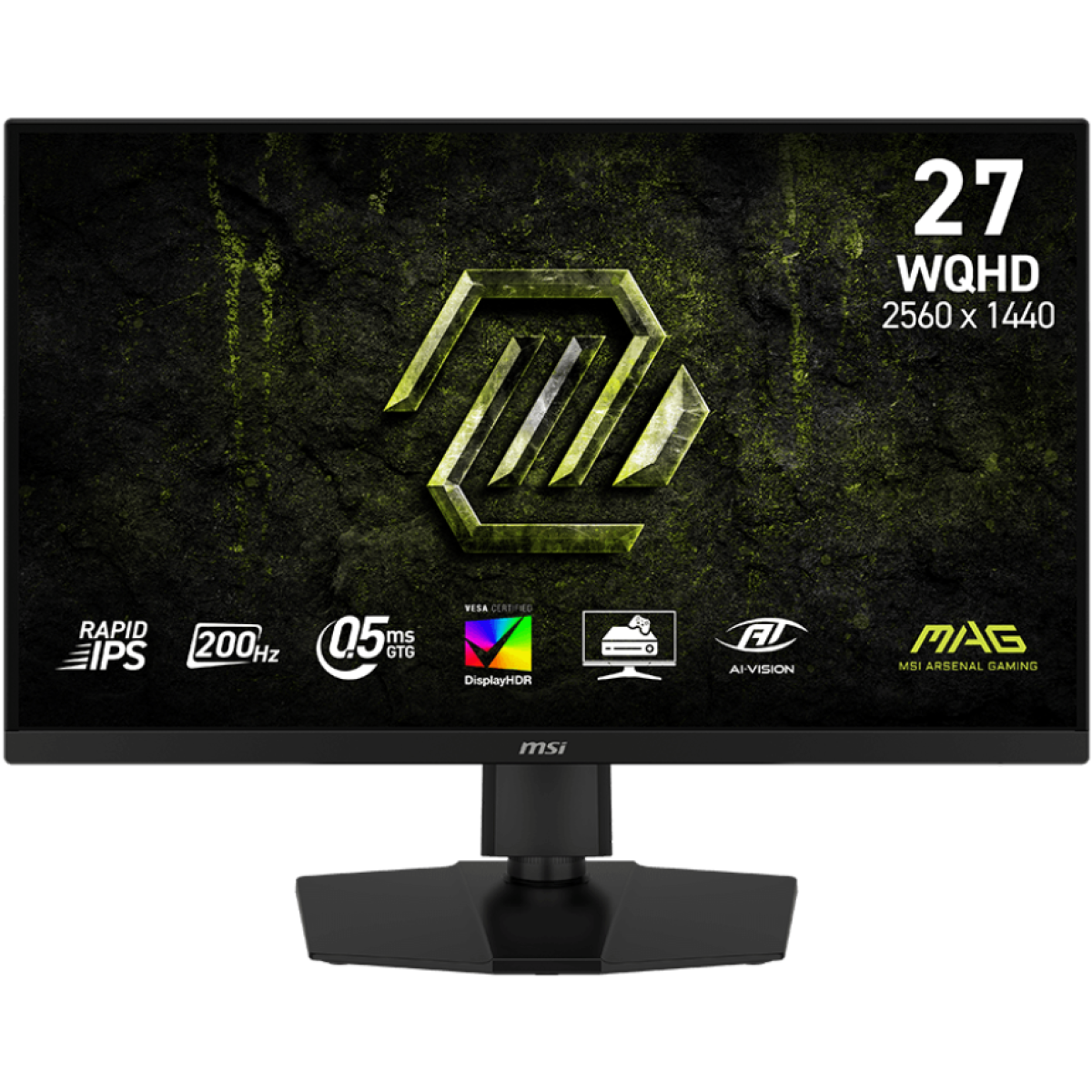 Msi Mag 274qpf E20 27" Rapid Ips 2k 200hz 0.5ms Hdr 400 Amd Freesync™ Premium Ai Vision Adjustable Stand W/ 2x Hdmi & Displayport & Usb C Black