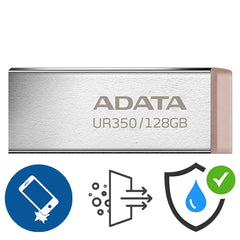 ADATA UR350 128GB USB Flash Drive - Beige (METAL)