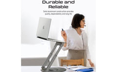 Promate Laptop Aluminum Stand Adjustable W/ Anti Slip Pads 360 Degree Rotation Heat Dissipation Extendable Height & Portability