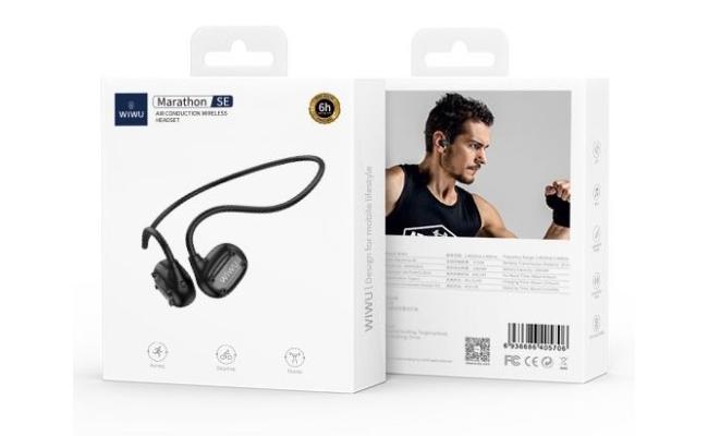 Wiwu Marathon Se Air Conduion Sport Earphones Up to 6h Hours HD Sound Quality Wireless Headset for Outdoor Running Cycling Black