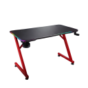 Marvo DE-11 Carbon Fiber RGB Gaming Desk, 120cm Surface, Steel Frame, Integrated Headset & Cup Holder, Home Office Computer Table, Black & Red