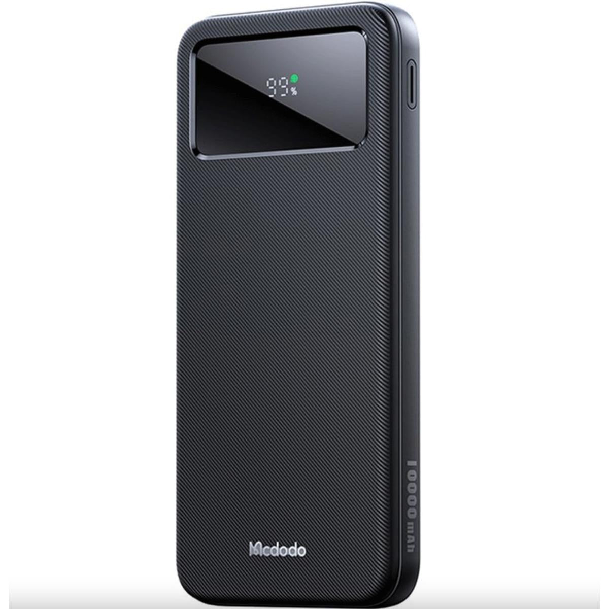 Mcdodo Mc 4220 22.5w Large Led Display 10000mah Fast Charging With Build In Type C + 2 Type A Power Bank Black