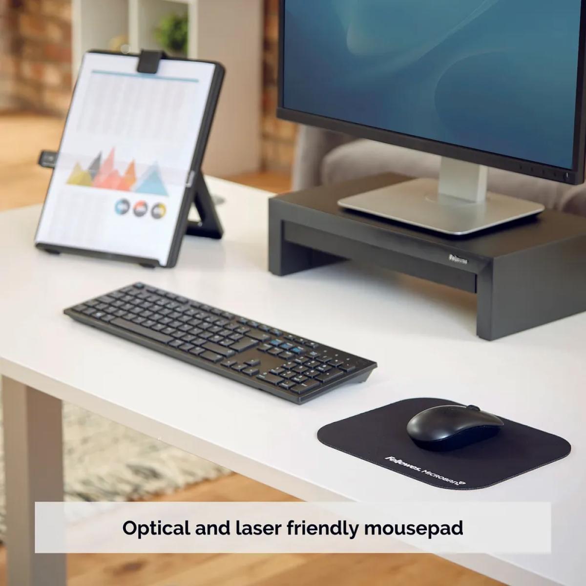Fellowes Microban Mouse Mat In Black With Antibaerial Proteion Layer Black Fellowes Microban Mouse Mat In Black With Antibaerial Proteion Layer Black