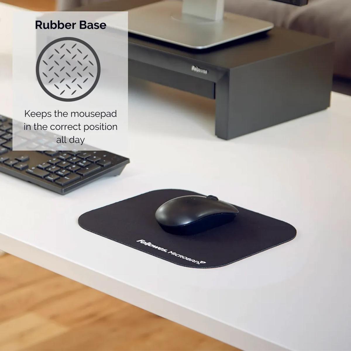 Fellowes Microban Mouse Mat In Black With Antibaerial Proteion Layer Black Fellowes Microban Mouse Mat In Black With Antibaerial Proteion Layer Black