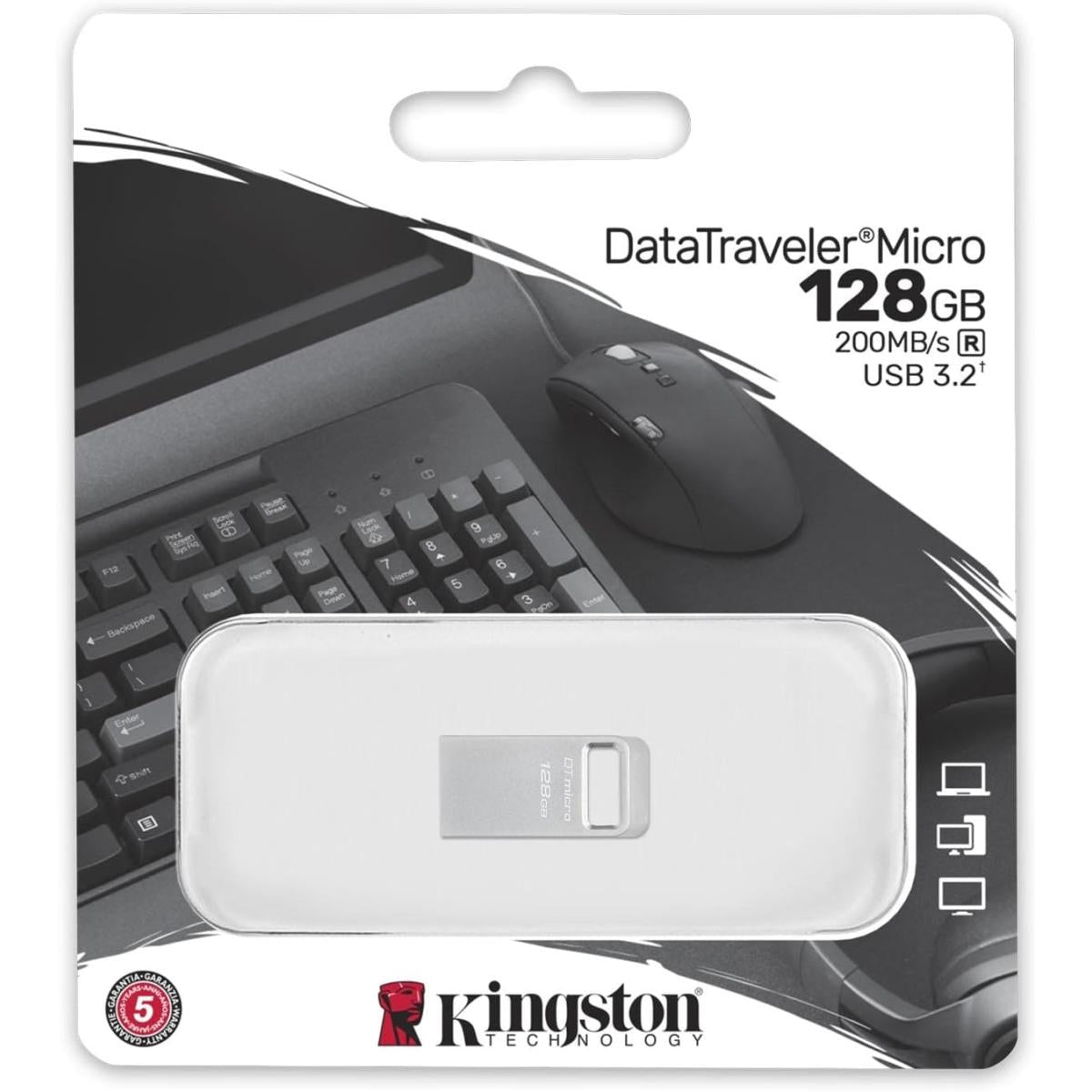 Kingston Datatraveler Micro 128gb Usb Flash Drive Ultra Small Premium Metal Design Usb 3.2 Gen 1 Speeds Up To 200mb/s