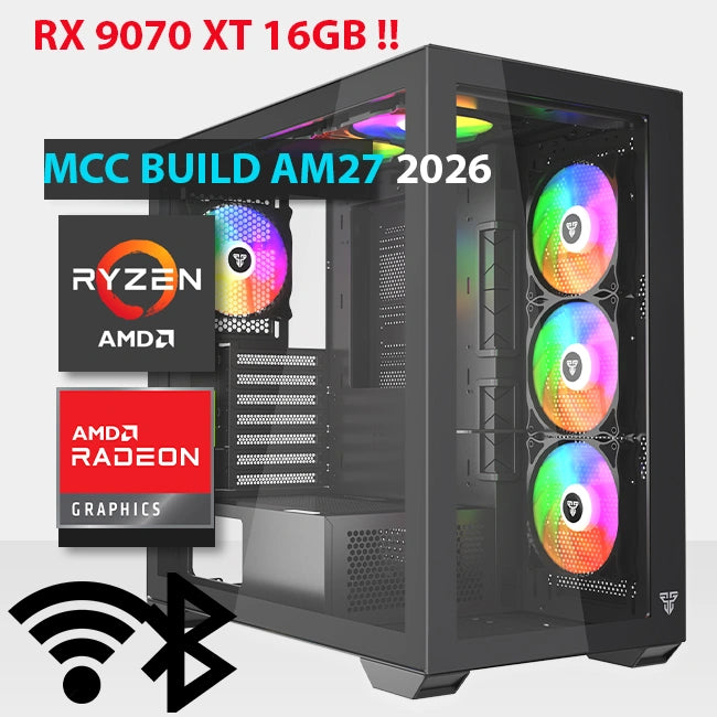 MCC AM27-26 - MIDAS Gaming PC Build || AMD Ryzen 7 7800X3D 8-core - AMD Radeon RX 9070 XT 16GB Gaming OC GDDR6 Graphics Card