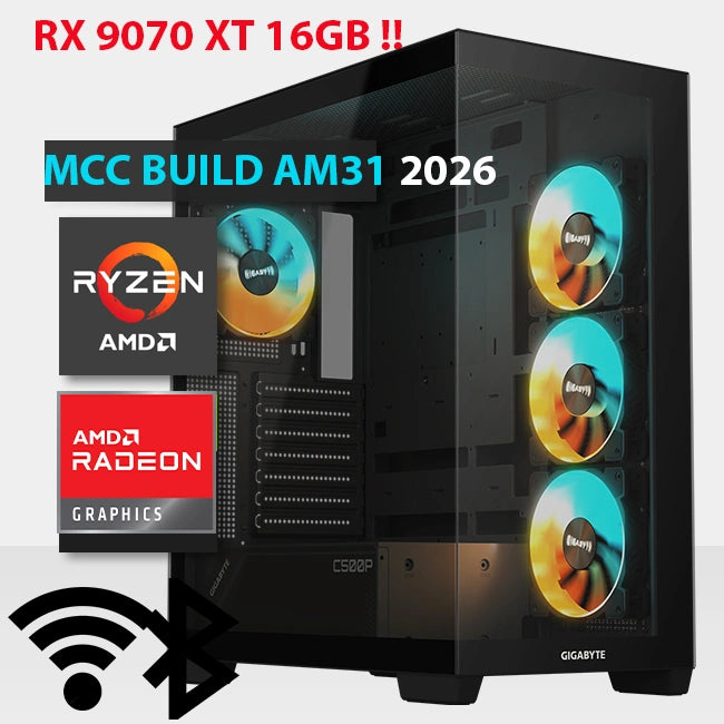 MCC AM31-26 - MIDAS Gaming PC Build || AMD Ryzen 7 9800X3D 8-core - AMD Radeon RX 9070 XT 16GB Gaming OC GDDR6 Graphics Card