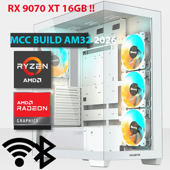 MCC AM32-26 - MIDAS Gaming PC Build || AMD Ryzen 7 9850X3D 8-core - AMD Radeon RX 9070 XT 16GB Gaming OC GDDR6 Graphics Card
