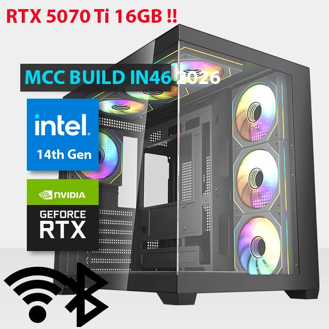 MCC IN46-26 - MIDAS Gaming PC Build || Intel Core i7-14700F 14th Gen 20-Core - GeForce RTX 5070 Ti 16GB GDDR7 OC Edition Graphics Card