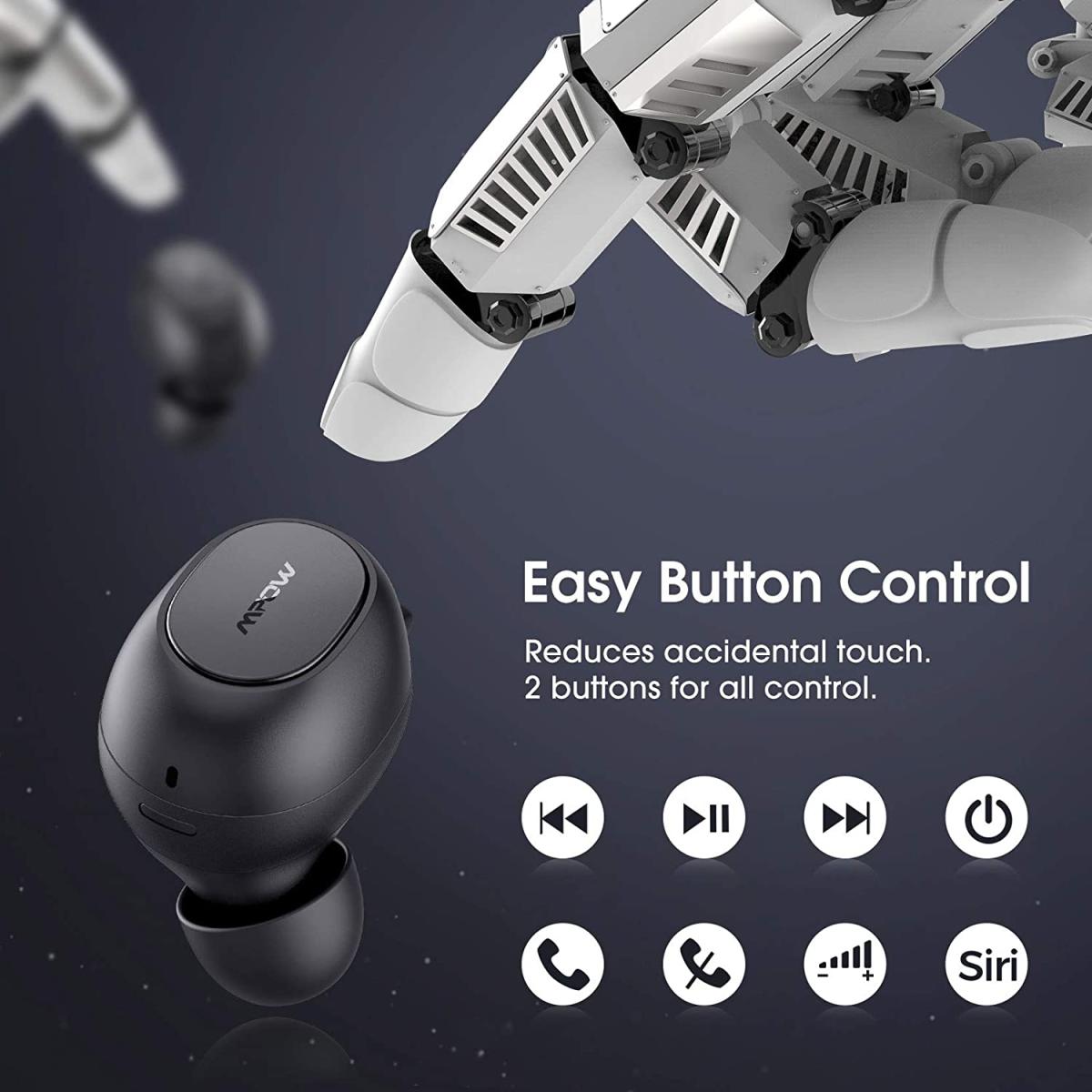 Mpow Mdots In Ear Bluetooth 5.0 Waterproof 20hrs Playtime & Noise Cancel Mic Mpow Mdots In Ear Bluetooth 5.0 Waterproof 20hrs Playtime & Noise Cancel Mic