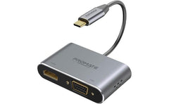 Promate Mediahub C2 Usb C To Vga & Hdmi Adapter Aluminium Hdmi Converter 4k & 1080 Vga Dual Screen Display