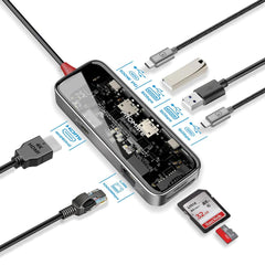 Promate Transhub Mini Usb C™ Hub 8 In 1 Media Hub 4k@60hz Hdmi 1000mbps Lan Sd/tf Ports 2x Usb A 5gbps Ports 100w Usb C™ Power Delivery - CompuMe