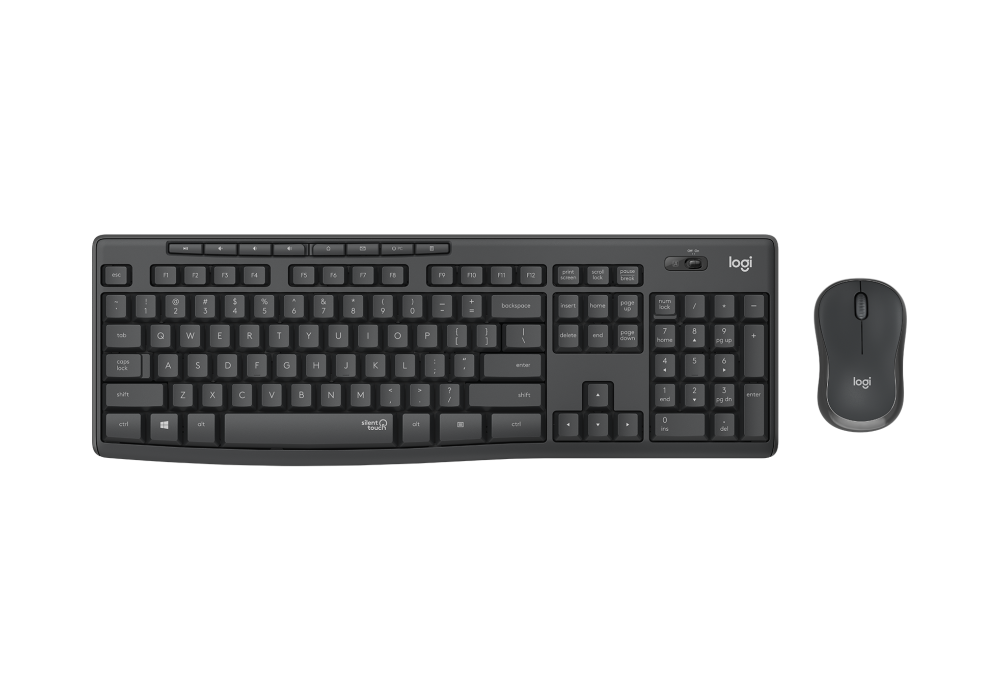 Logitech MK295 Arabic Version Wireless Mouse & Keyboard Combo with SilentTouch Technology, Full Numpad, Advanced Optical Tracking, Lag-Free Wireless, 90% Less Noise - Graphite