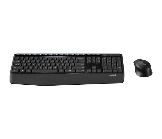 Logitech MK345 Wireless Combo Full-Sized Keyboard with Palm Rest and Comfortable Right-Handed Mouse - Black