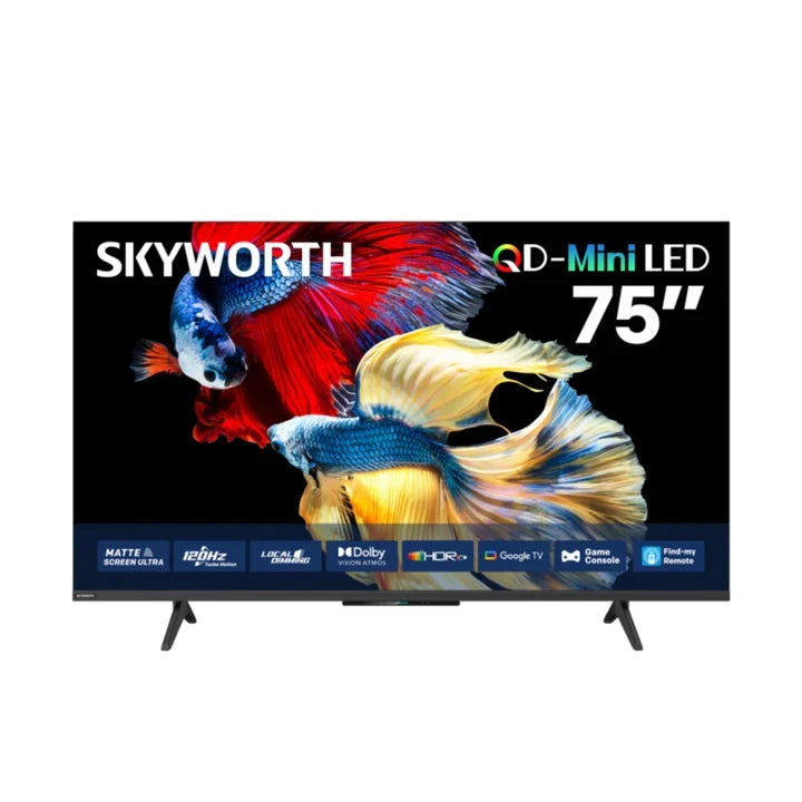Skyworth Mini LED TV 75Inch QLED, Smart Google TV, 3HDMI & 2USB, Voice Control - 75X6600H