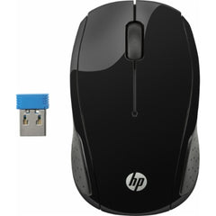 HP 200 USB Wireless Mouse with 1000 DPI Optical Sensor 2.4 GHz Wireless Cconnectivity Ambidextrous Design - Black