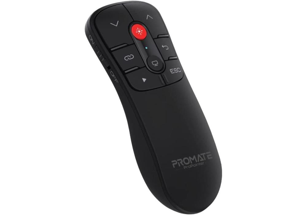 Promate Wireless Presenter, Compact 2-in-1 Type-C and USB PPT Presenter Laptop Clicker with 50m Range Laser Pointer, 2.4GHz RF Transmission, 10m Range and Functional Buttons for MacBook Pro, ProPointer