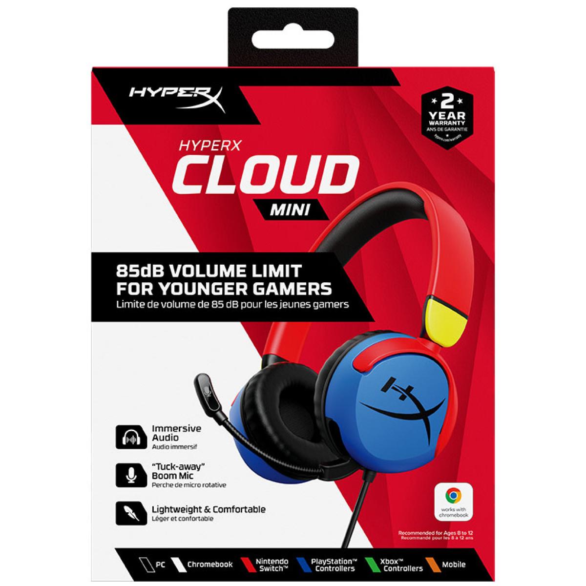 Hyperx Cloud Mini Kids Wired Lightweight Volume Level Below 85db Flip To Mute Mic Rotating Earcups For Pc, Chromebook, Nintendo , Ps, Xbox , Phones, Laptops, Tablets (multi Color)