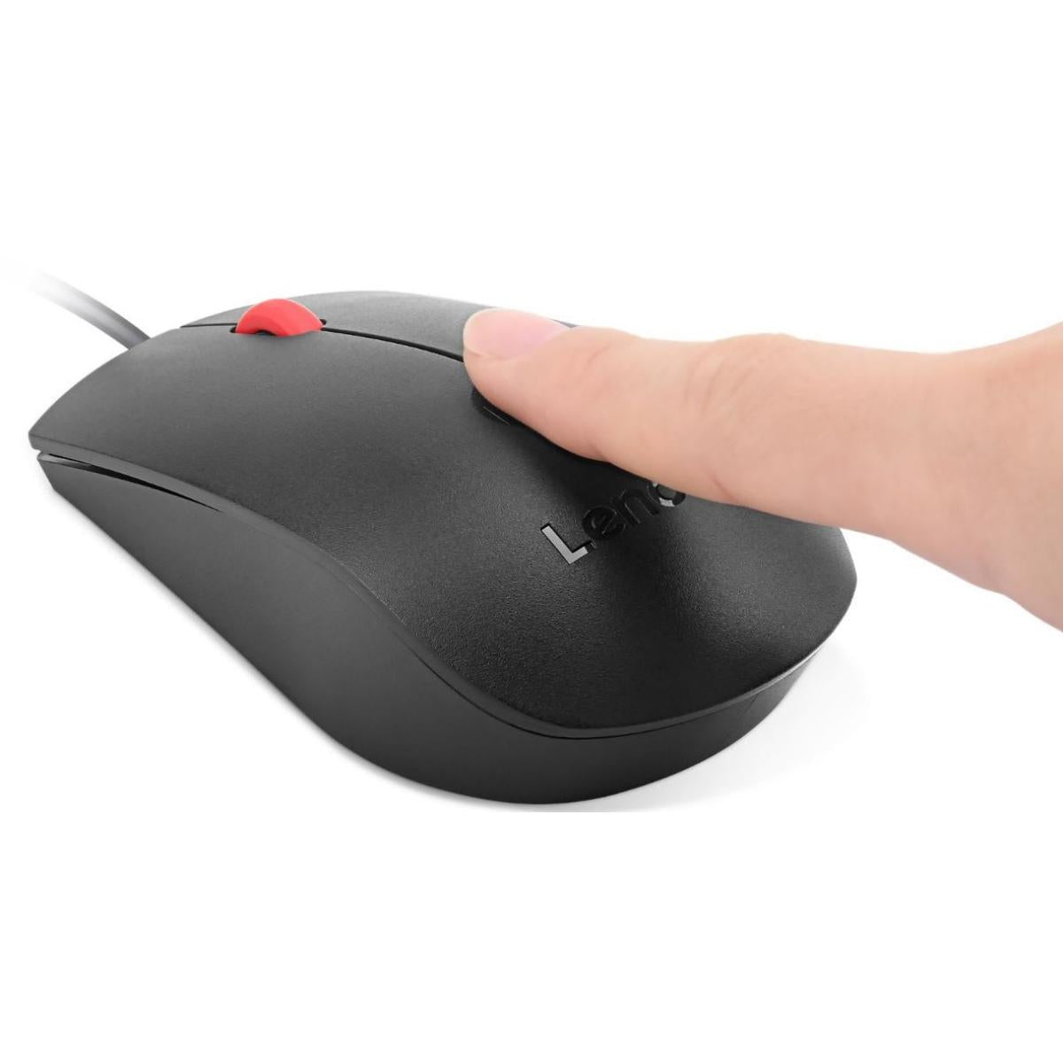 Lenovo Fingerprint Biometric Usb Mouse Pointing Devices 1600 Dpi Windows Hello Certified Ambidextrous Design Black